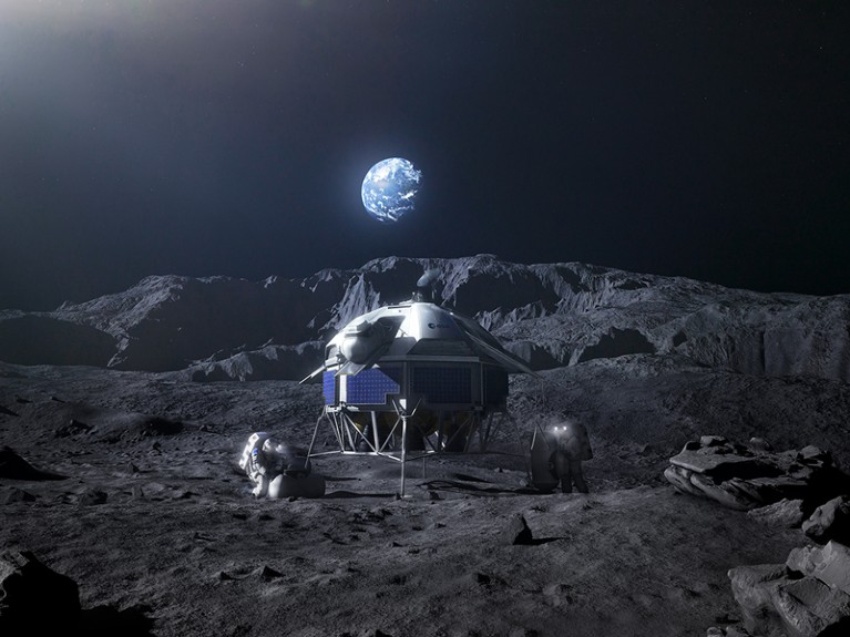 Artist's impression of the European Large Logistics Lander, known as EL3, on the Moon.