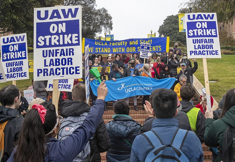 Graduate student workers are joined by UCLA professors and other faculty members in support of their demand for a new contract.