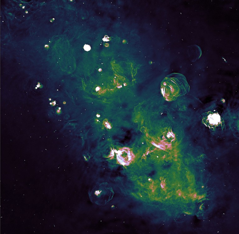 Multicoloured images of supernova remnants in the Miky Way.
