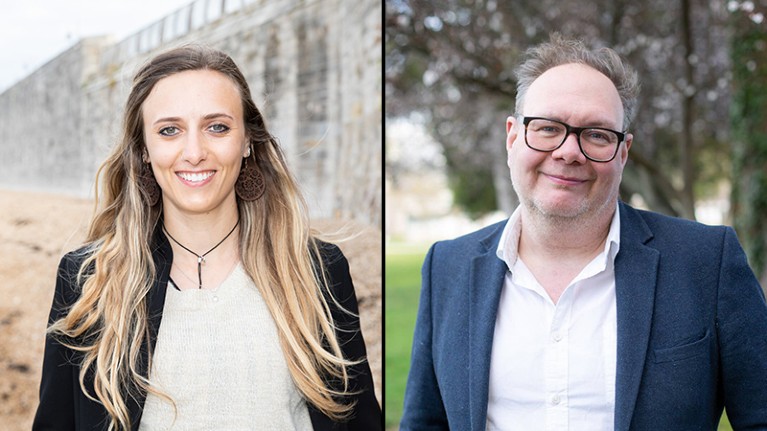 Antaya March, Lead Researcher of the Global Plastics Policy Centre (L) and Steve Fletcher, Director (R).