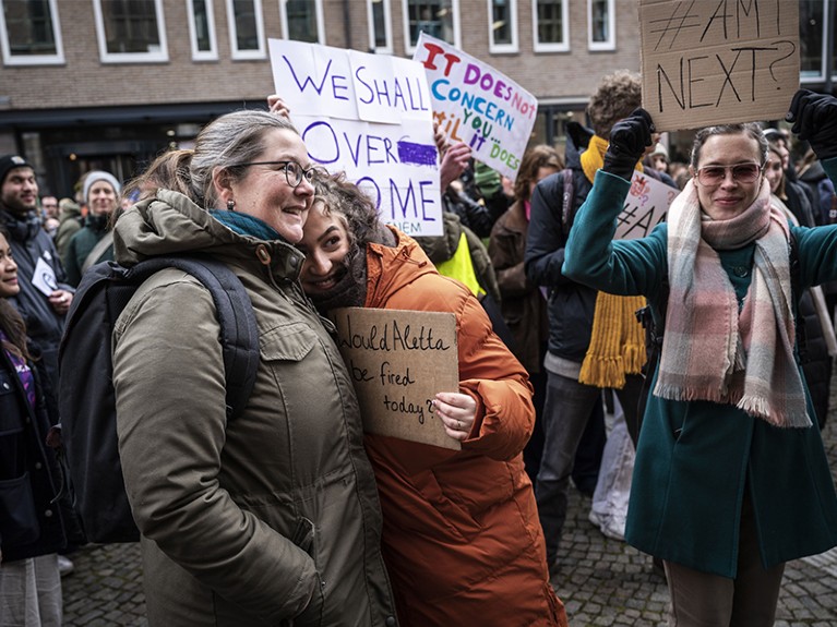 Demonstration against the dismissal of Susanne Tauber by the University of Groningen, Netherlands.