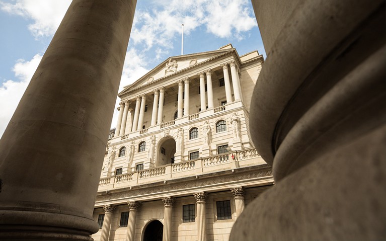 The Bank of England (BOE) building stands in the City of London