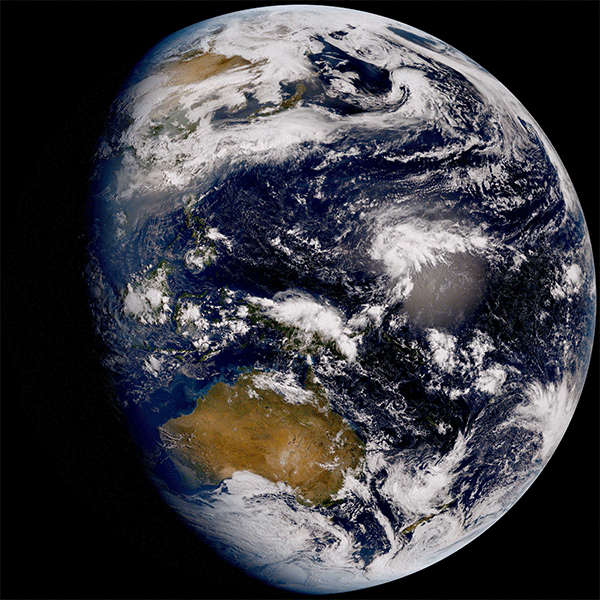 Satellite timelapse of the solar eclipse shadow tracking across Australia and the Pacific
