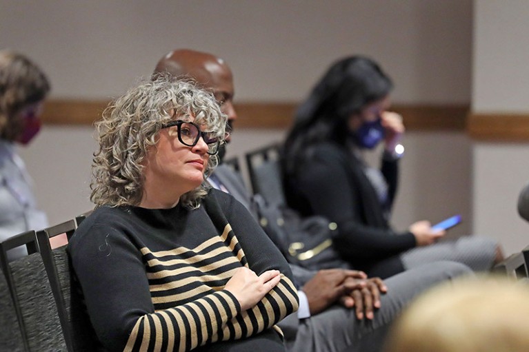 Jessica Bennett sat in the audience listening intently to a speaker at a conference