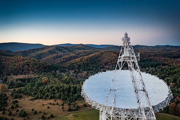 An aerial view of The Green Bank Telescope in West Virginia.