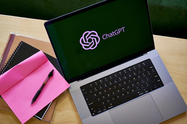 The ChatGPT logo on a laptop computer.