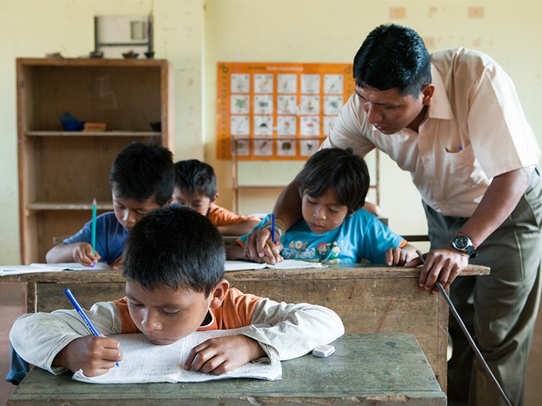 Students learn to write, 2010. Puyo, Ecuador.