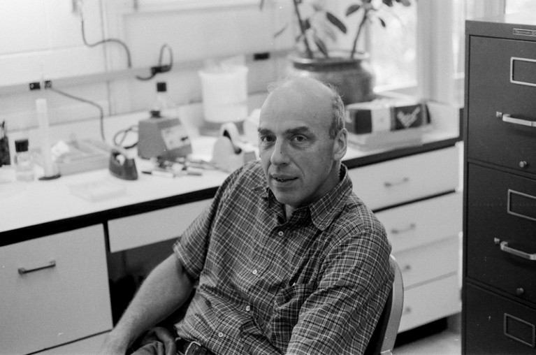 Donald Brown in the lab in the 1980s