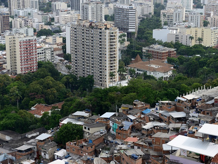 The favela of Santa Marta residential building in Rio de Janeiro, Brazil.