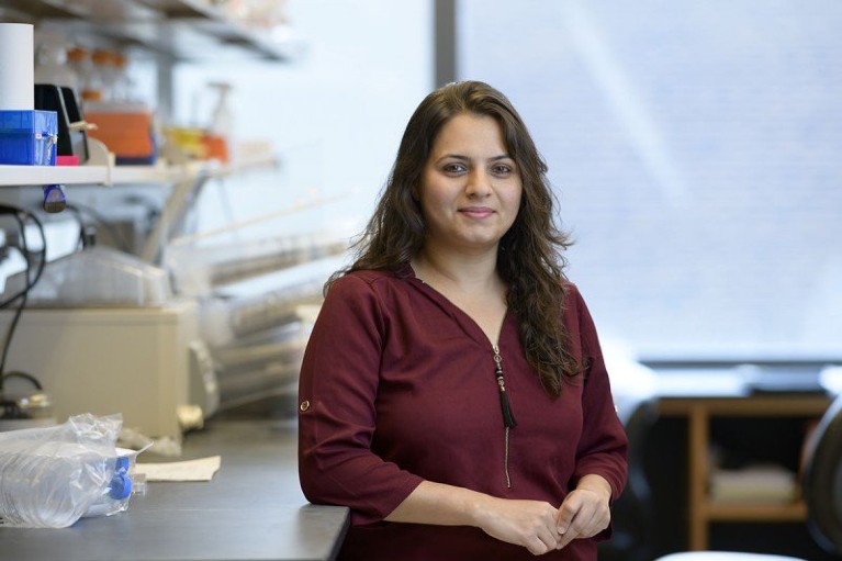 A portrait of Nimi Vashi in her laboratory.