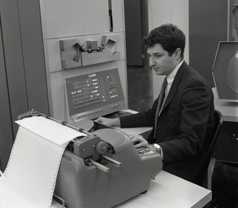 Ed Fredkin working on a programmed data processor.