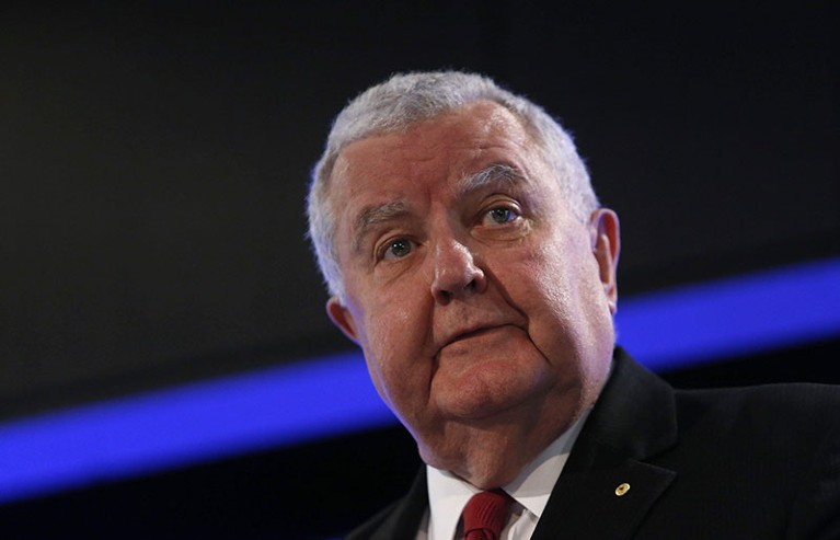 Ian Chubb giving a speak in 2014 during his tenure as Chief Scientist of Australia.