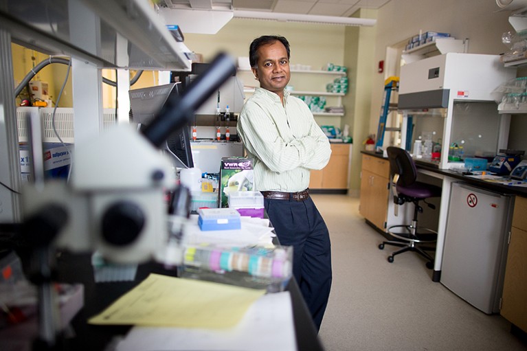 Bioengineer Ram Sasisekharan in his lab at MIT.
