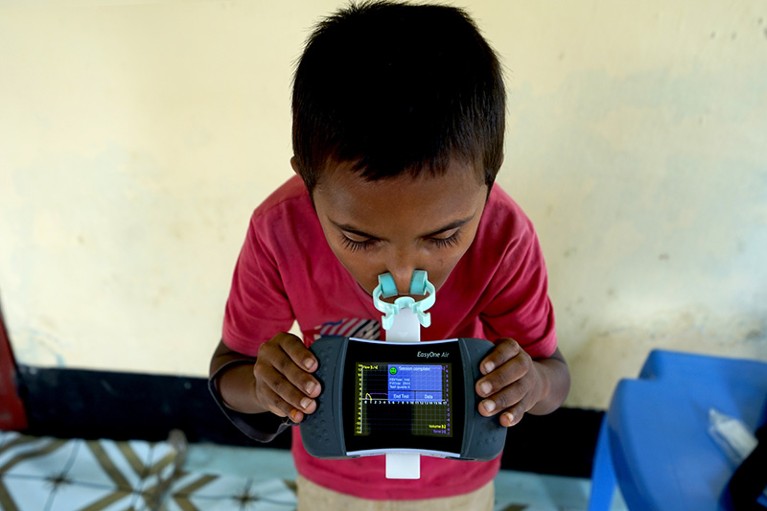 An eight-year-old child undergoes some tests