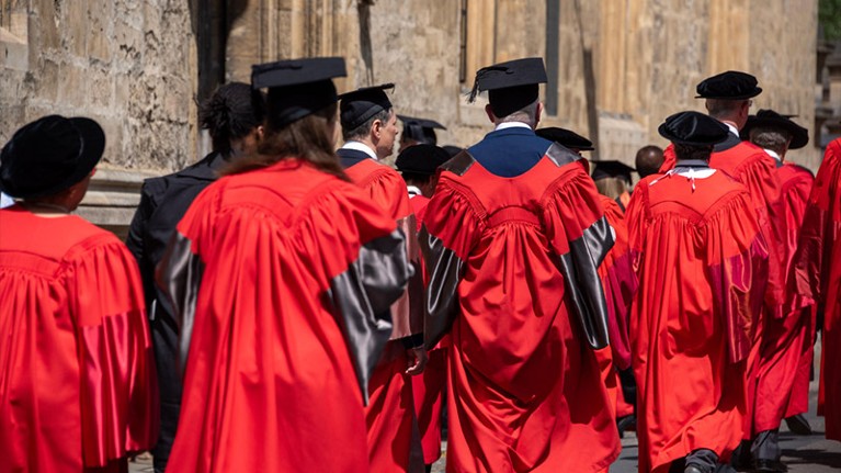 The Encaenia Procession to The Sheldonian Theatre the ceremony where Oxford University's Honorary Degrees are awarded.