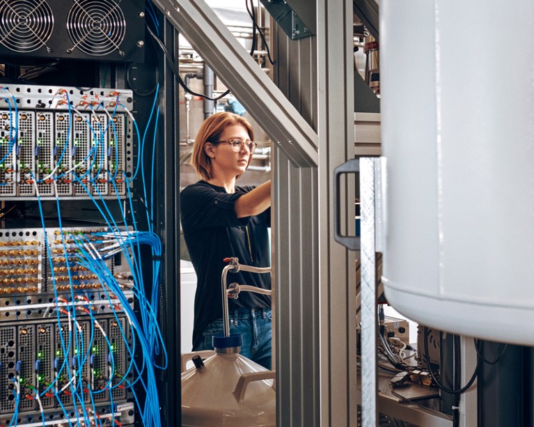 Olivia Lanes working on an IBM Quantum System One