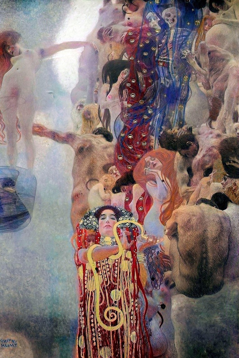 Gustav Klimt. Painting entitled " Medicine" (recolored with Artificial Intelligence) by Gustav Klimt (1862-1918).