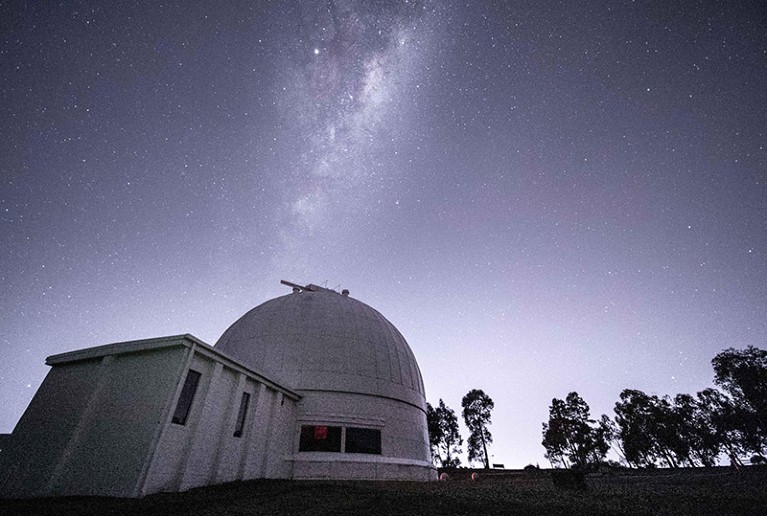 A view of the night sky at Mount Stromlo Observatory in Canberra, Australia.