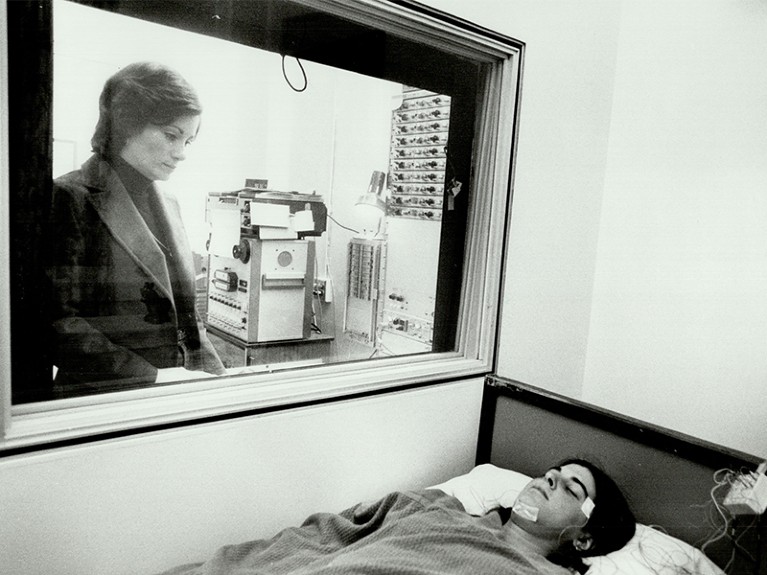 Technician Vicki Price keeps an eye on a patient at the sleep research lab or Sunnybrook Hospital.