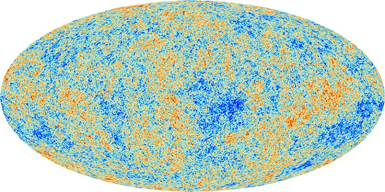 The anisotropies of the Cosmic microwave background (CMB) as observed by Planck.