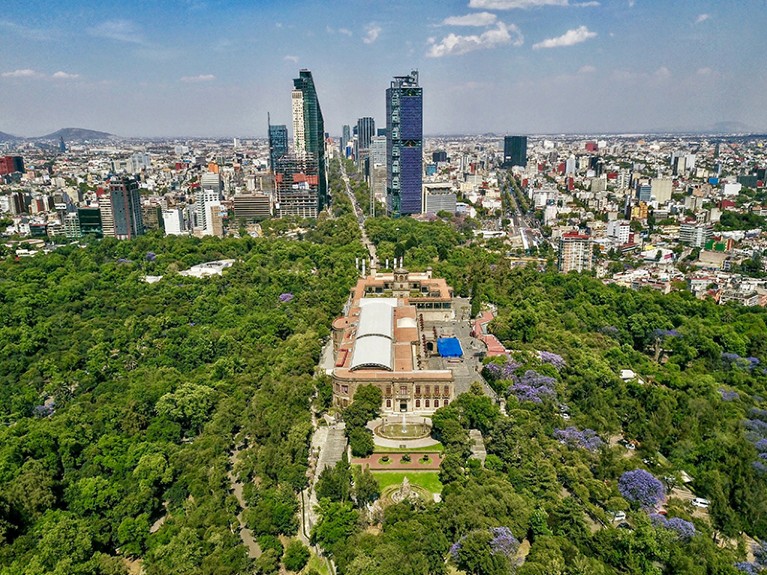 Aerial of Paseo de la Reforma Boulevard in Mexico City.