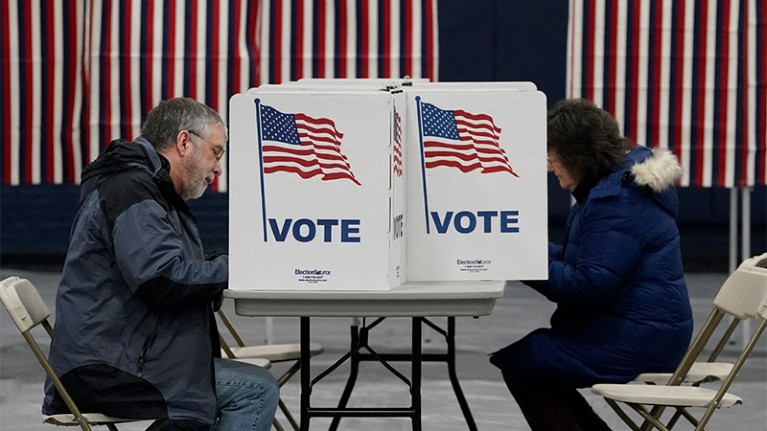 New Hampshire residents cast their ballots in the state's primary vote.