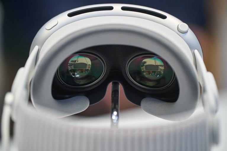 Close-up of an Apple Vision Pro mixed reality headset