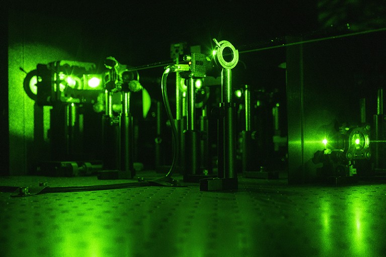 Laser spectroscopy is used to trigger chemical reactions in experiments with room-temperature superconductivity in a University of Rochester lab.