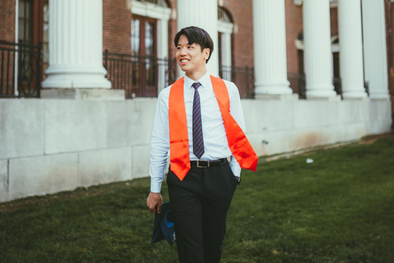 Portrait of Johnny Chang at graduation