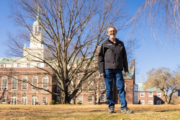 Avi Wigderson pictured outdoors at the Institute for Advanced Study.
