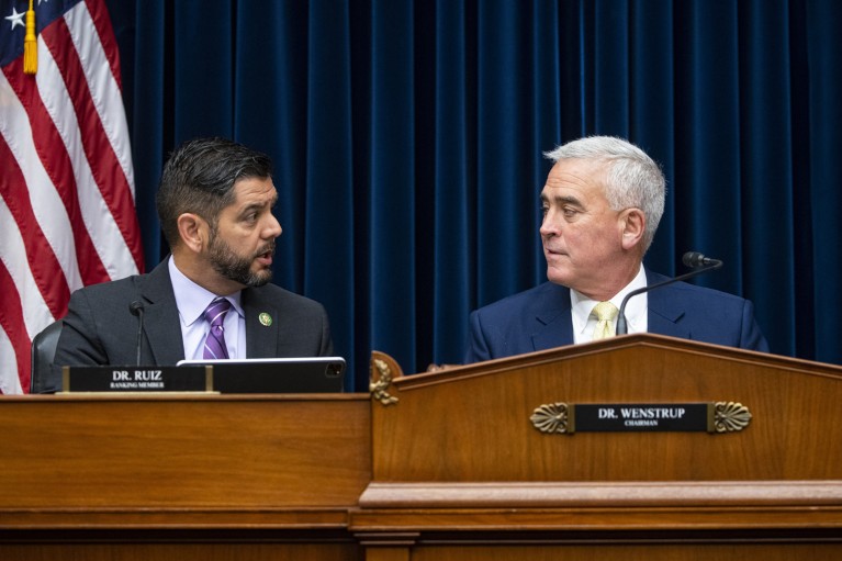 rad Wenstrup speaks with Raul Ruiz during a hearing of the House Select Subcommittee on the Coronavirus Crisis