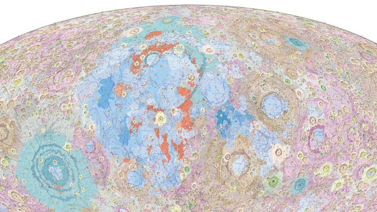 A geologic map of the global moon.