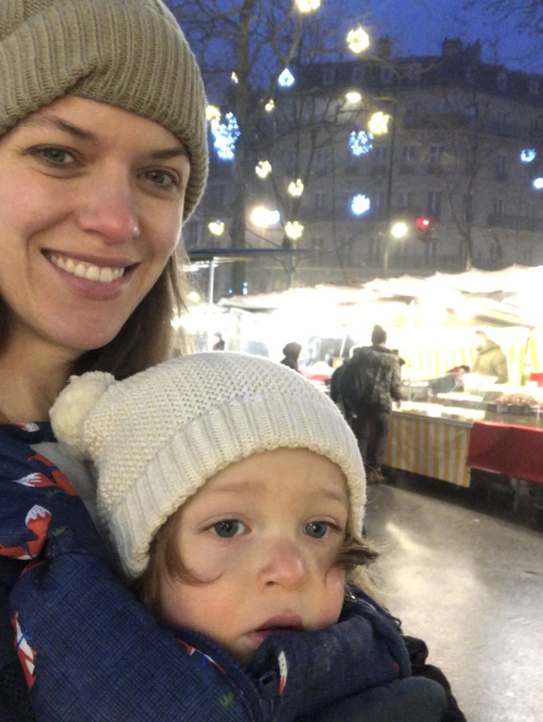 Laura Wolz on one of her night walks with her baby while travelling.