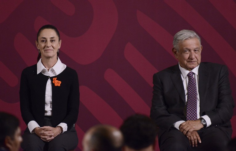 Claudia Sheinbaum Pardo sat besdie Mexicos President Andres Manuel Lopez Obrador in 2022.