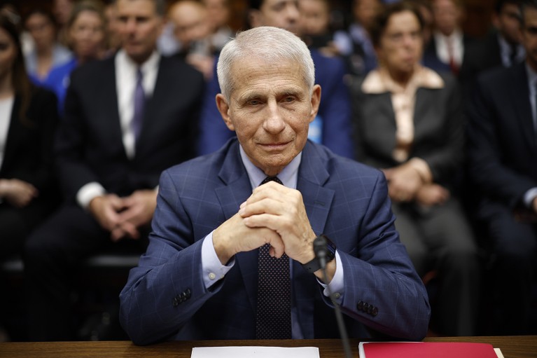 Anthony Fauci, former Director of the National Institute of Allergy and Infectious Diseases, testifies before a congressional committee in the U.S.