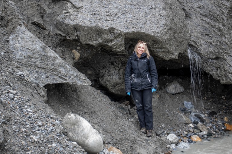 Rebecca McCerery poses for a portrait at a field location in Svalbard