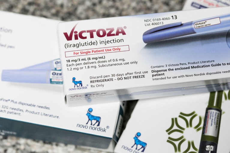 Close-up of a pack of Victoza (liraglutide) injectors