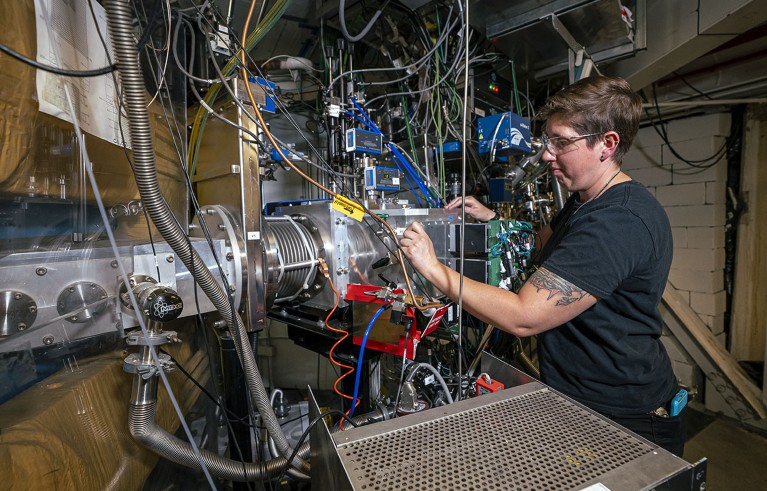 Jacklyn Gates at the Berkeley Gas-filled Separator in Building 88 of the Lawrence Berkeley National Laboratory.