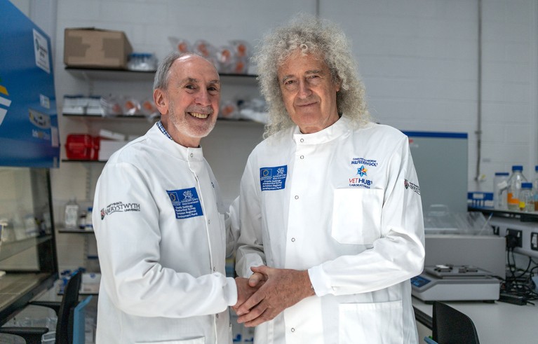 Professor Glyn Hewinson (left) and Sir Brian May (right).