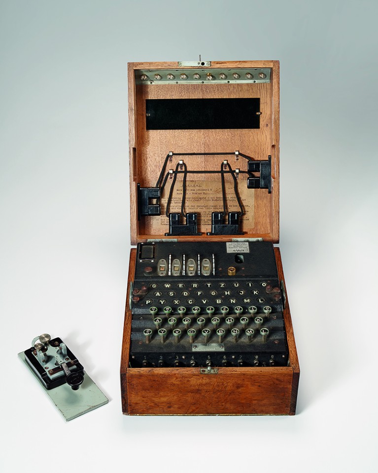 A Four-Rotor Enigma Cipher Machine in a wooden case