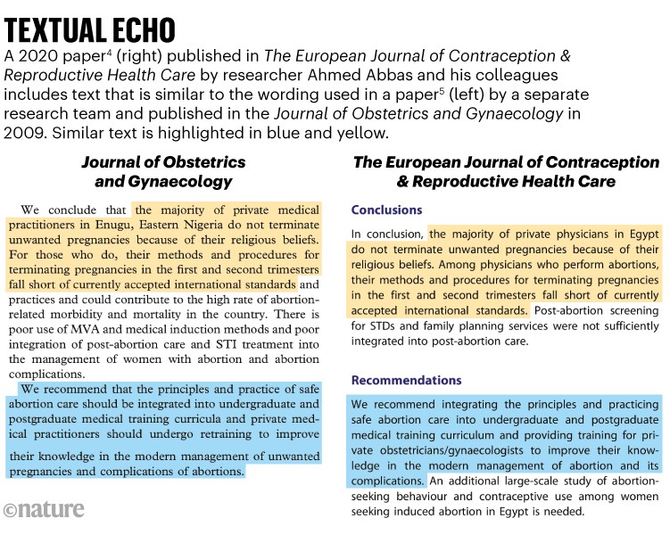 Textual echo: Excerpts from two different papers which appear to show similar wording.