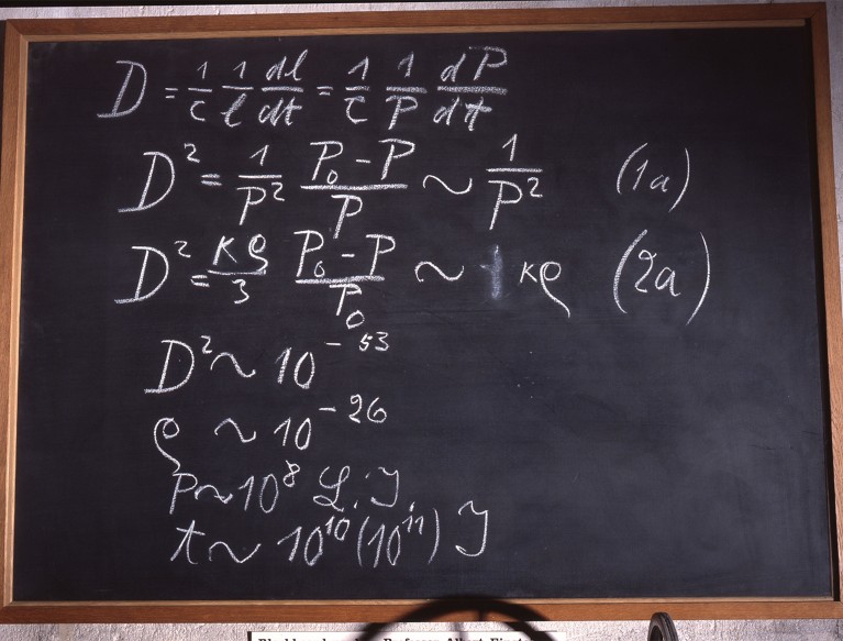 Einstein's blackboard used at the second of three Rhodes Memorial Lectures.