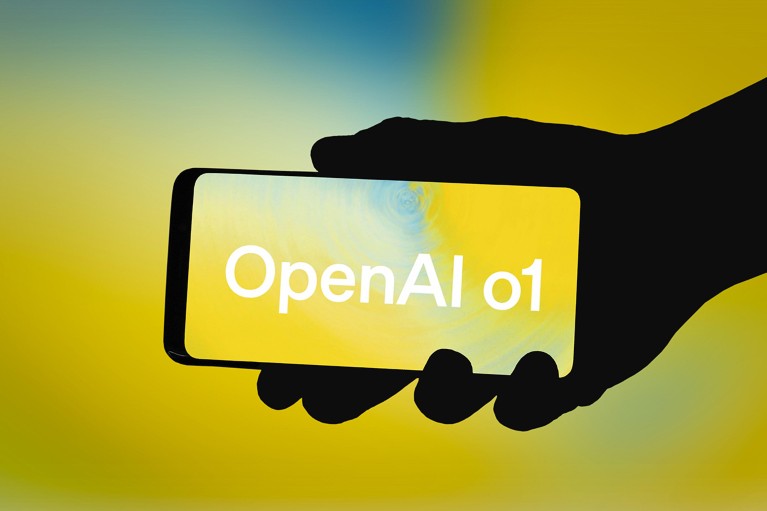 OpenAI o1 displayed on smartphone, with a hand holding it.