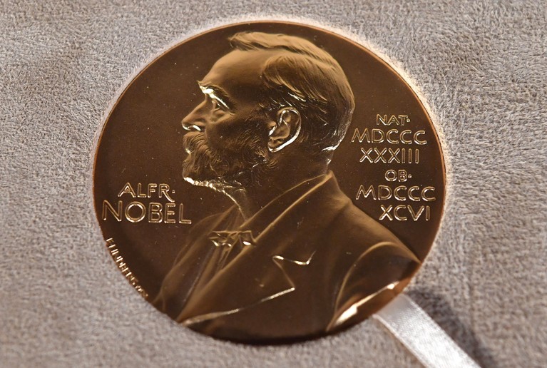 Close up of the Nobel prize medal, presented to Charles M. Rice in Physiology or Medicine in 2020.