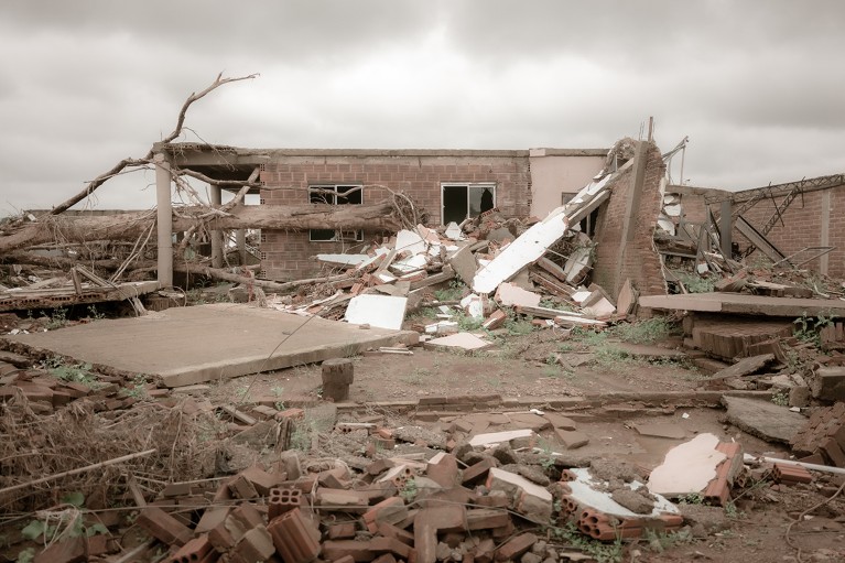 A destroyed house in Arroio do Meio after the floods in Rio Grande do Sul, Brazil in July 2024.