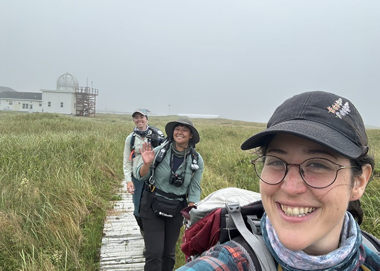 Victoria, Olivia and Justine pictured together on Sable Island.