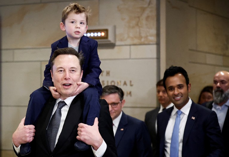 Elon Musk and Vivek Ramaswamy, who are leading U.S. President-elect Donald Trump's proposed new Department of Government Efficiency.