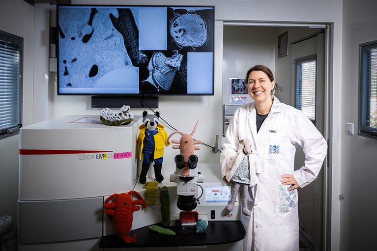 Paulina Cherek and her self-made dolls are seen inside the Advanced Mobile Laboratory truck