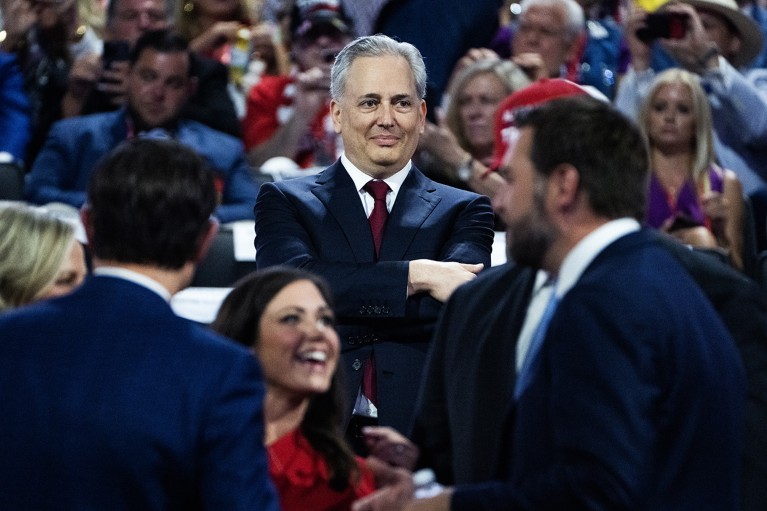 David Sacks in the crowd on the first day of Republican National Convention in 2024.