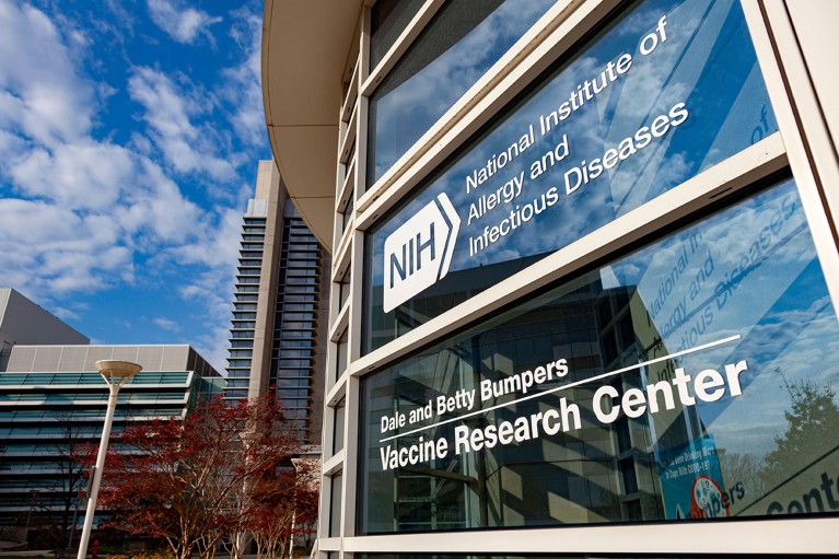 The exterior of a Vaccine Research Center of National Institutes of Allergy and Infectious Diseases (NIAID) at NIH. in the U.S.